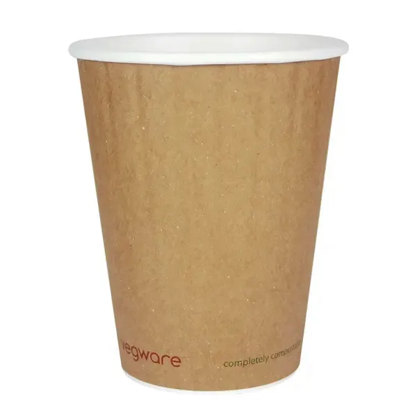 Vegware KRC-12, 12-Ounce Kraft Ripple Double Wall Hot Cup, 1000/CS, ASTM, BPI, Cedar Grove, OK Compost