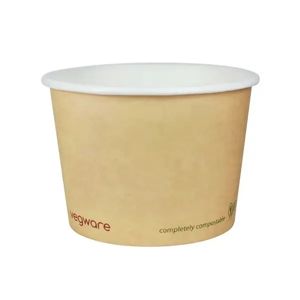 Vegware KSC08, 8-Ounce Cold/Hot Paper Food Container, 1000/CS, ASTM D6400, ASTM D6868, BPI, OK Compost, Cedar Grove