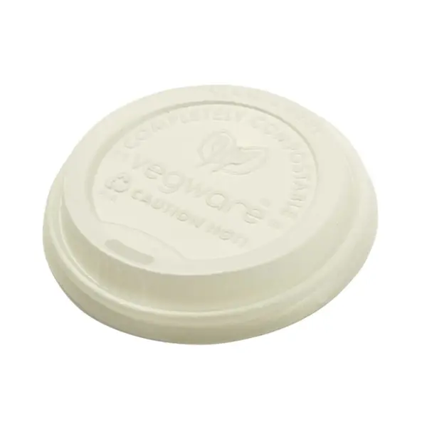 Vegware VLID79-A1, CPLA Hot Cup Lid (79mm Rim, Fits 8-Ounce Cup), 1000/CS, ASTM, BPI, Cedar Grove, OK Compost