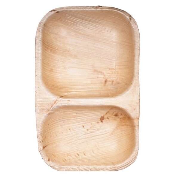 VerTerra 01-00-13P 6x11-inch Eco-Friendly 2-Compartment Palm Leaf Bowl, 200/CS