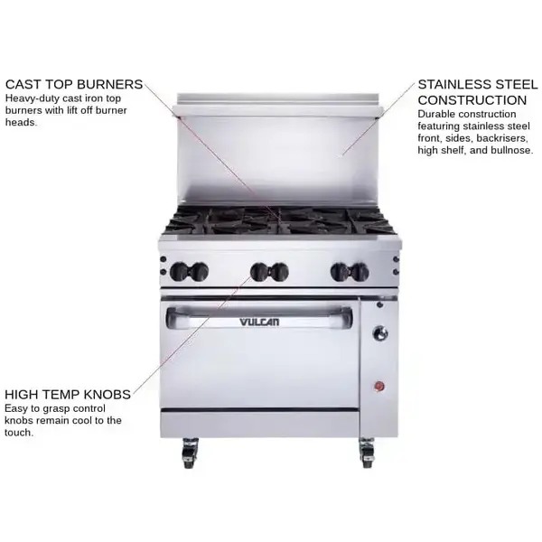 Vulcan 36S-6BN, 36-Inch Gas Restaurant Range
