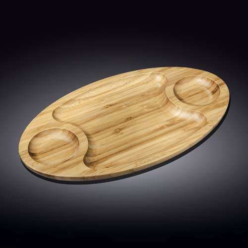 Wilmax WL-771041/A 18x10-Inch Wood Pattern 3-Section Food Serving Platter, 24/CS