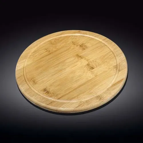 Wilmax WL-771092/A 14-Inch Round Bamboo Serving Board, 12/CS