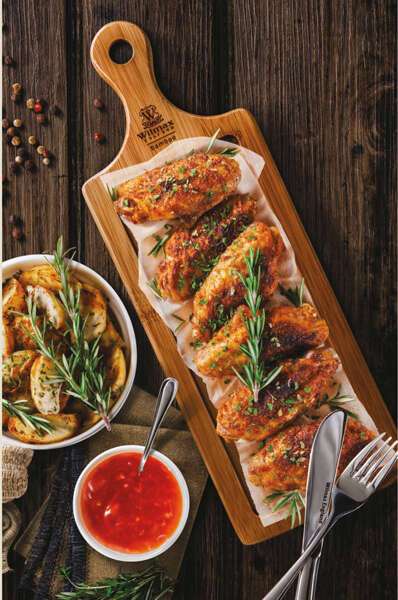 Wilmax WL-771135/A, 19.7x7.9-Inch Long Serving Bamboo Board With Handle, EA