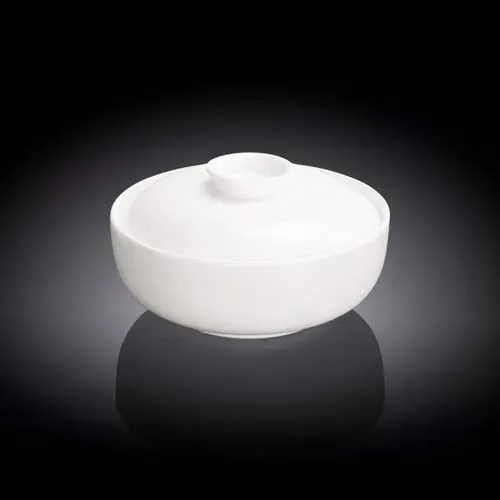Wilmax WL-991137/A 11 Oz White Porcelain Soup Cup with Lid, 36/CS