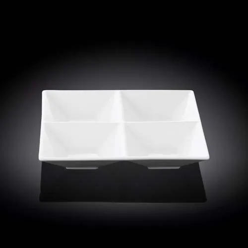 Wilmax WL-992017/A 6x6-Inch White Porcelain Divided Dish, 36/CS
