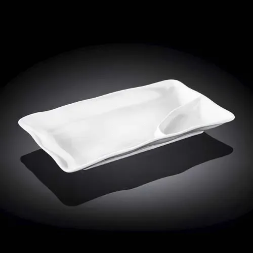 Wilmax WL-992589/A 8x4.5-Inch White Porcelain Divided Dish, 48/CS