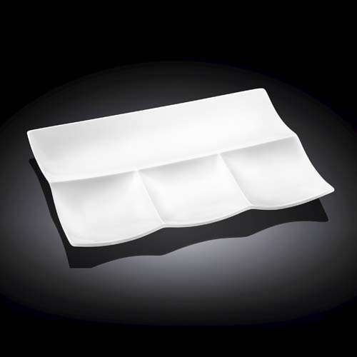 Wilmax WL-992598/A 12x8-Inch White Porcelain 4-Compartment Platter, 18/CS