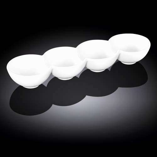 Wilmax WL-992602/A 12x3.25x1.5-Inch White Porcelain Divided Dish, 24/CS