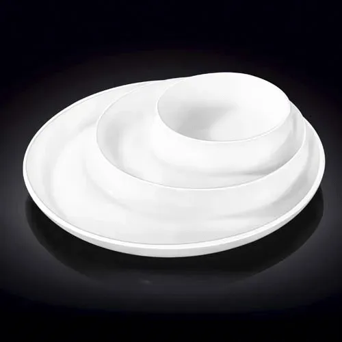 Wilmax WL-992691/A 10-Inch Round White Porcelain Divided Dish, 18/CS