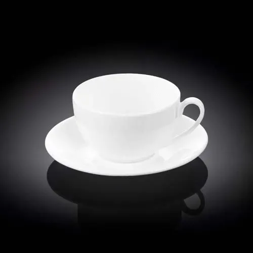 Wilmax WL-993000/AB 8 Oz Olivia White Porcelain Tea Cup with Saucer, 36/CS
