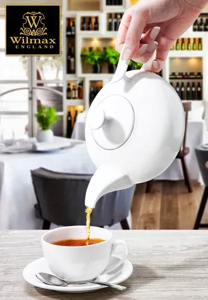 Wilmax WL-993001/AB 6 Oz Olivia White Porcelain Cappuccino Cup with Saucer, 48 Sets/CS