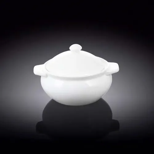 Wilmax WL-997001/A 15 Oz White Porcelain Baking Pot with Lid, 36/CS