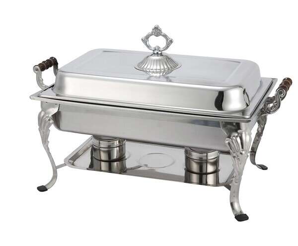 - 408-1, 8-Quart Crown Chafer with Sculpted Wood Handles