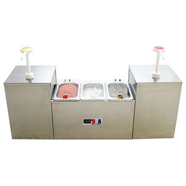 Winco 52001, Condiment Station/Dispenser with Ice Packs, 2 Pumps & 3 Wells