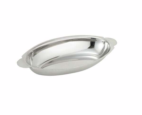 - ADO-15, 15-Ounce Stainless Steel Oval Au Gratin Dish