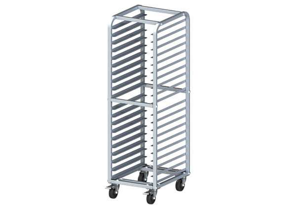 Winco AWRK-20HBK Heavy Duty 20-Tier Aluminum Sheet Pan Rack with Brakes, 3-Inch Spacing, EA
