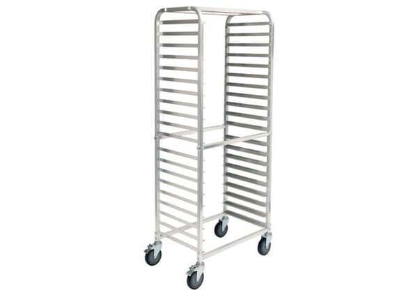 Winco AWRS-20BK Welded 20-Tier Aluminum Sheet Pan Rack with Brakes, 3-Inch Spacing, EA