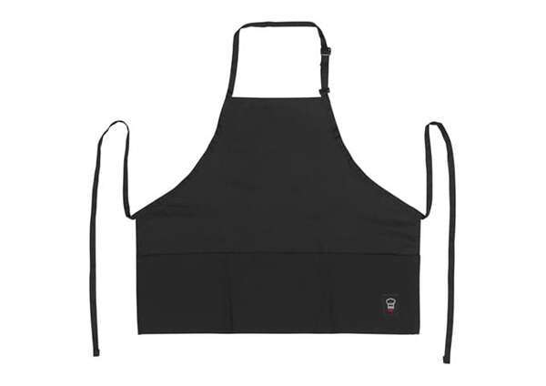 Winco BA-2724K 24x27.5-Inch Black Mid-Length Bib Apron with 3-Pockets, EA