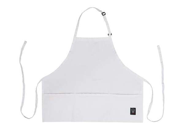 - BA-2724W 24x27.5-Inch White Mid-Length Bib Apron with 3-Pockets, EA