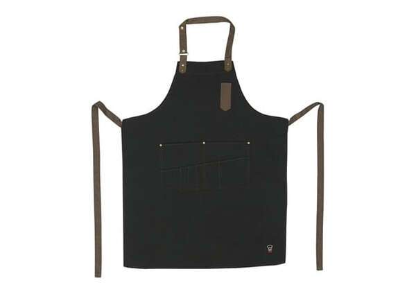 Winco BA-3327K 33.5x27-Inch Black Mid-Weight Bib Apron with 8 Waist Pockets, EA