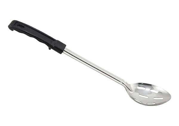 Winco BHSN-15, 15-Inch Stainless Steel Slotted Basting Spoon with Bakelite Handle, Black, NSF