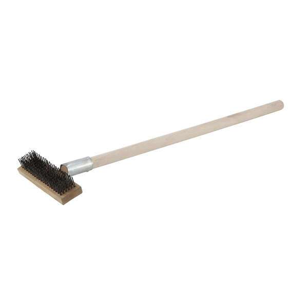 - BR-27, 27-Inch Pizza Oven Scraper with Wire Brush and Wood Handle