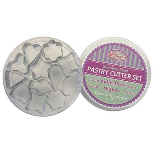 - CST-32, Stainless Steel Cookie Cutters, Various Shapes, 12-Piece Set, 1-Inch to 2-Inch Diameter