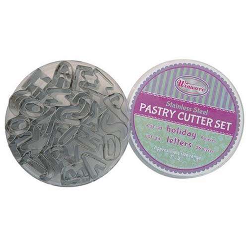 - CST-34, Letter-Shaped Stainless Steel Cookie Cutters, 26-Piece Set, 1-Inch to 2-Inch Diameter