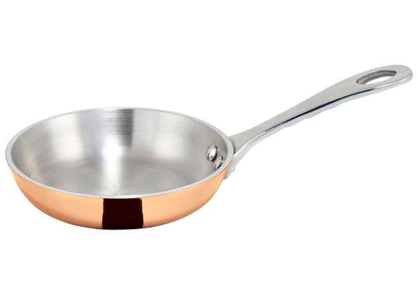 - DCFP-4C, 4-Inch Tri-Ply Mini Fry Pan, Copper Plated, 5 Oz