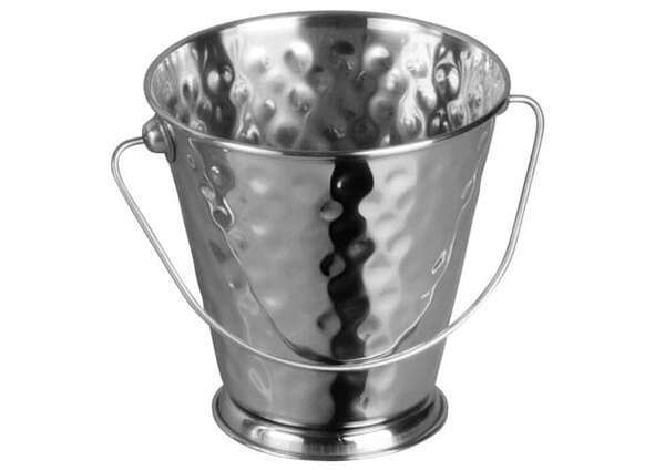 - DDSA-103S, 5-Inch Dia Stainless Steel Mini Serving Pail with Handle, Hammered