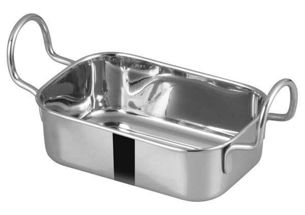 - DDSB-104S, 5.75x3.75-Inch Stainless Steel Rectangular Mini Roasting Pan, 2 Handles