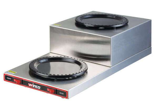 - ECW-2S, 2-Burner Electric Coffee Warmer Step-Up Double Burners, 120V~60Hz, 100W per burner