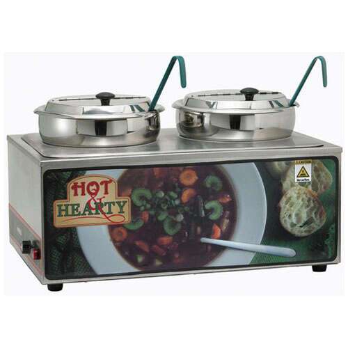 Winco ESM-27HNB, Soup Merchandiser with two 7-Quart Insets, "Hot Hearty", No Menu Board