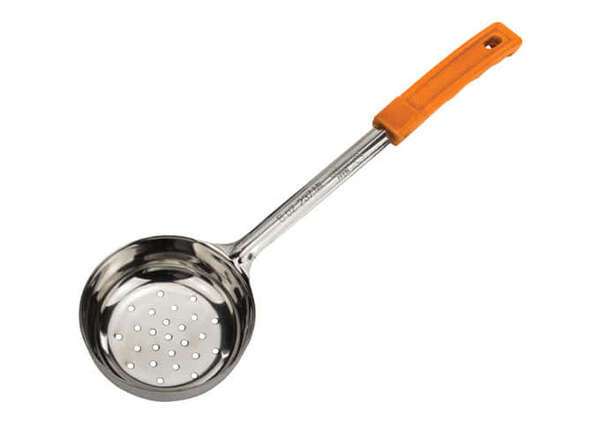 Winco FPPN-8, 8 Oz Stainless Steel Perforated Food Portioner, Orange, NSF