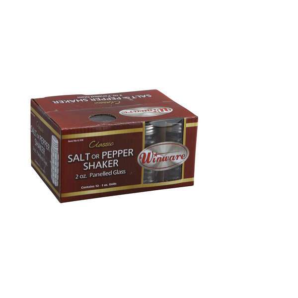 Winco G-318, 2-Ounce Glass Shaker with Flat Stainless Steel Top, 1 DZ