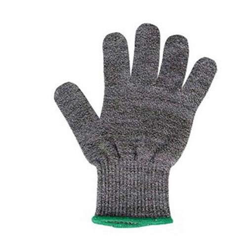 - GCRA-L, Large Gray Cut Resistant Glove, Anti-Microbial Agent, ANSI Lvl A5, Green Wristband