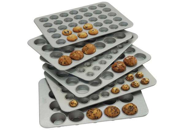 - HMF-48O, 1.1 Oz 17.8x25.8-Inch 24 Cups Silicone Glazed Aluminum Mini Muffin Pan, EA
