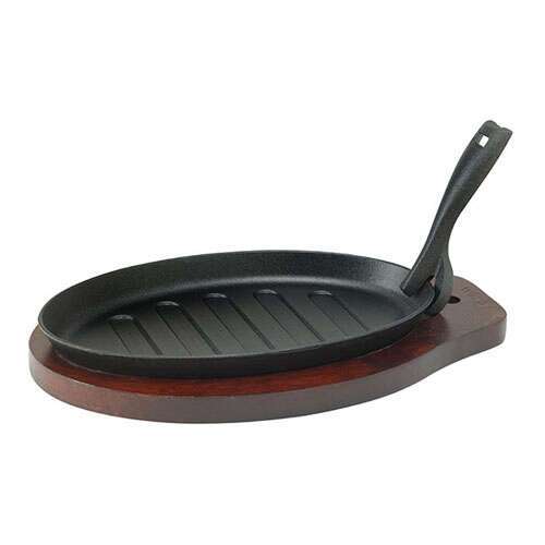- ISP-3, Cast Iron Steak Platter with Wood Underliner and Gripper