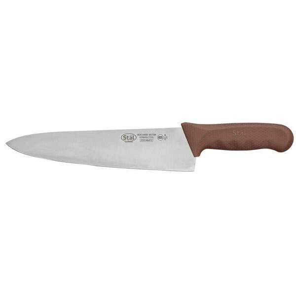 - KWP-100N, 10-Inch Stal High Carbon Steel Chef's Knife, Polypropylene Handle, Brown, NSF