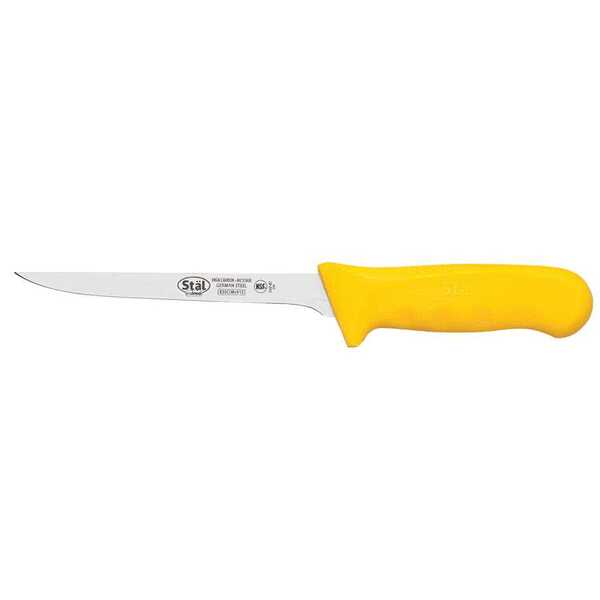- KWP-61Y, 6-Inch Stal High Carbon Steel Stiff Straight Boning Knife, Polypropylene Handle, Yellow, NSF