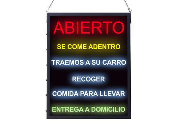 - LED-21, 19x24-Inch All-in-One "OPEN" LED Sign, Spanish Version, EA