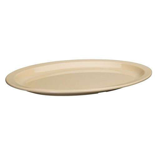 Winco MMPO-1510, 15.5x10.88-Inch Oval Melamine Platters with Narrow Rim, Tan, 1 Dozen, NSF