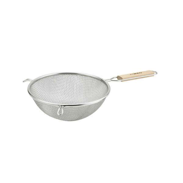 - MS3A-8D, 8-Inch Double Fine Mesh Strainer with Flat Wooden Handle