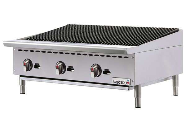 Winco NGCB-36R, 36-Inch Spectrum Gas Charbroiler with 3 Cooking Zones, NSF-4, ETL, cETLus