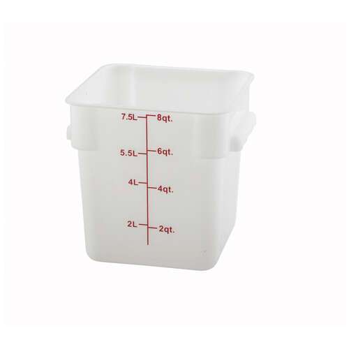 - PESC-8, 8-Quart White Square Polyethylene Food Storage Container, NSF
