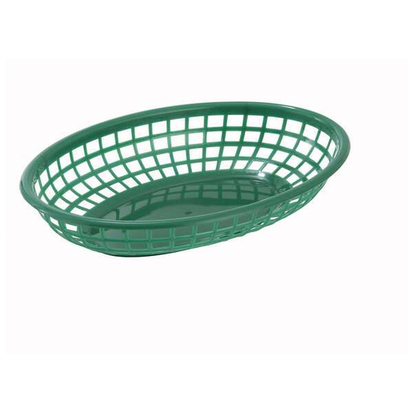 - PFB-10G, 9.5-Inch Green Oval Plastic Fast Food Basket, 1 Dozen