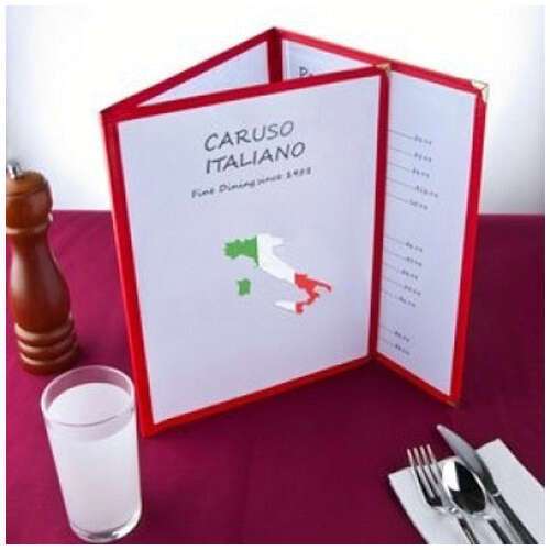 - PMCT-9R, 12x9.5-Inch Red Triple Fold Menu Cover