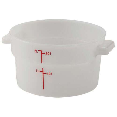 - PPRC-2W, 2-Quart Polypropylene Round Storage Container, White, NSF