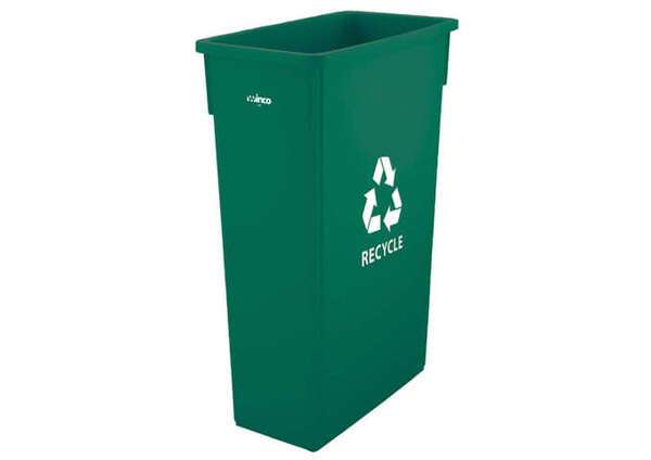 - PTC-23GR, 23 Gallon Slender Recycle Trash Can w/o Lid, Green, NSF